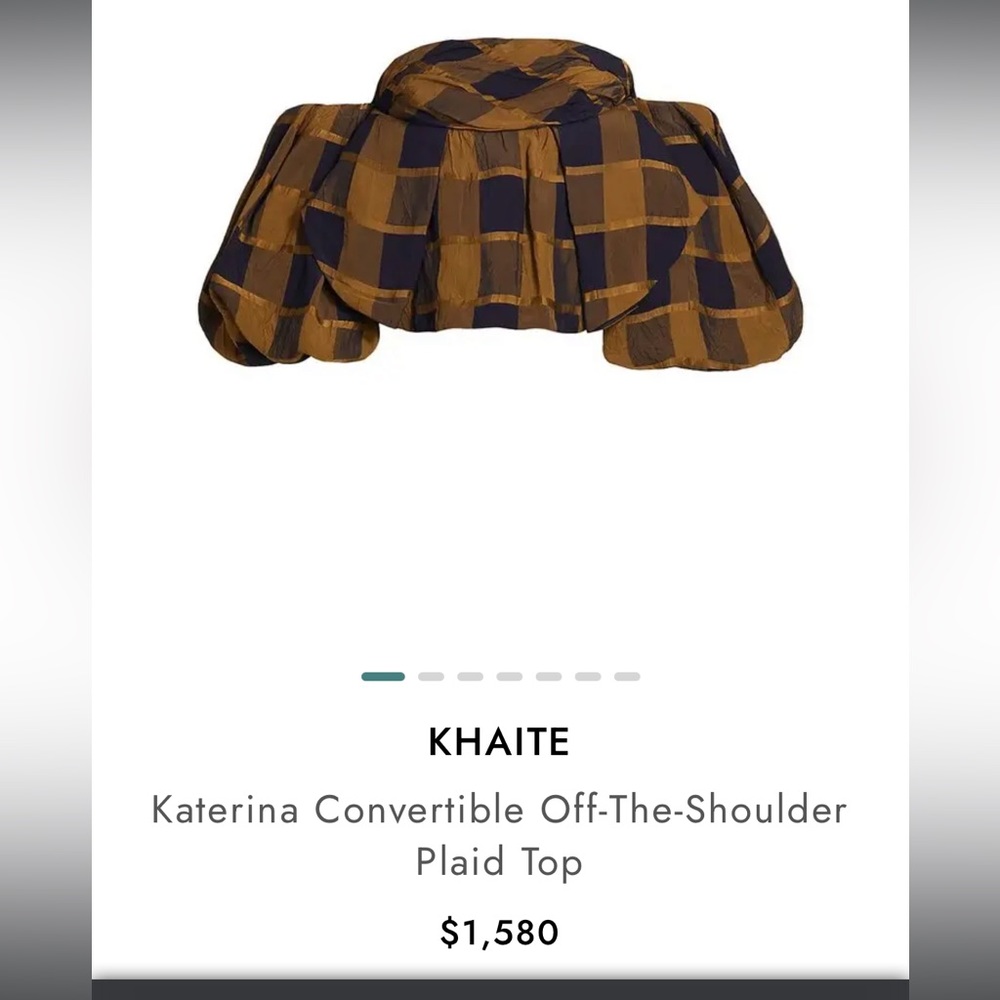 Khaite blouse, size 8, plaid with removable sleeves.